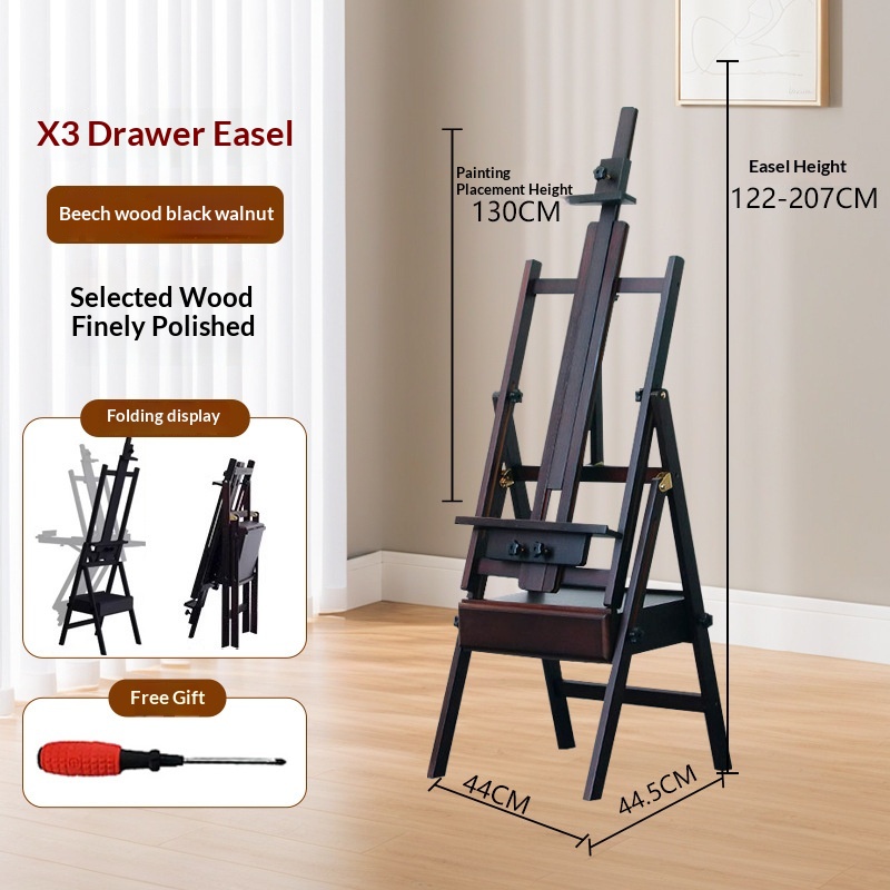 Art-specific Beechwood Drawer Easel  Foldable