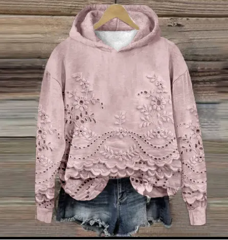3D Digital Printing Simple Women's Round Neck Long Sleeve Sweater Autumn And Winter Pink Cushion - Shop at LoveMi