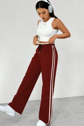 European And American Black Sports Straight Pants Leisure Commute Red - Shop at LoveMi