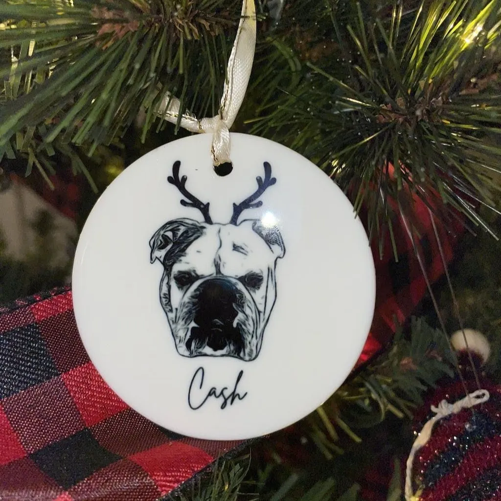 Personalized Pet Portrait Ceramic Pendant Christmas Ornament - Customized