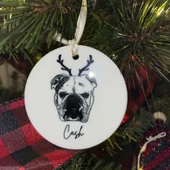 Personalized Pet Portrait Ceramic Pendant Christmas Ornament - Customized - View 1