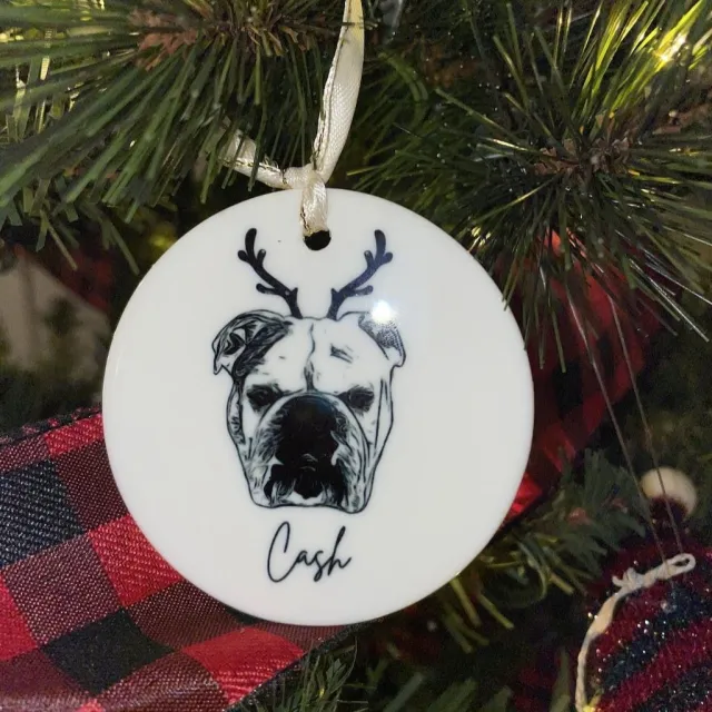 Personalized Pet Portrait Ceramic Pendant Christmas Ornament Customized - Shop at LoveMi