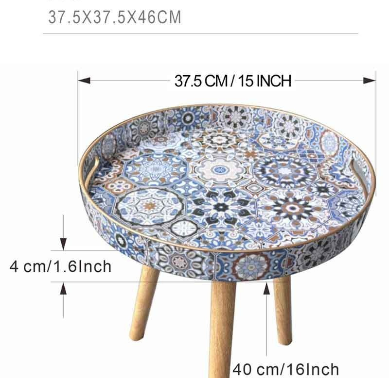 Boho Patterned Small Round Side Table