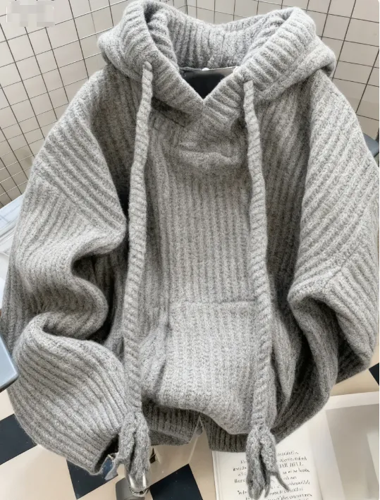 Gentle Soft Nuo Sweater Korean Style Loose And Lazy Style Sweater Grey - Shop at LoveMi