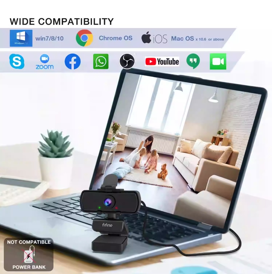 1440p Full HD PC Webcam With Microphone Tripod 5