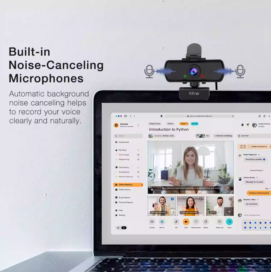 1440p Full HD PC Webcam With Microphone Tripod 3