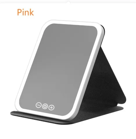 Portable Foldable LED Makeup Mirror With Built in Lights Pink - Shop at LoveMi