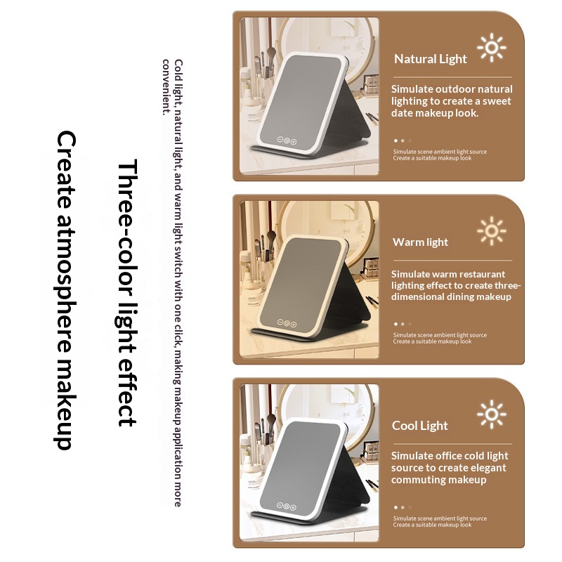 Portable Foldable LED Makeup Mirror With Built-in Lights 4