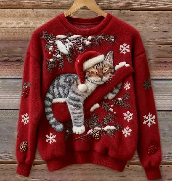 Christmas Retro Green Unisex Sweater Red - Shop at LoveMi