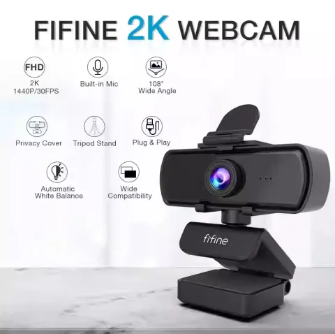 1440p Full HD PC Webcam with Microphone Tripod