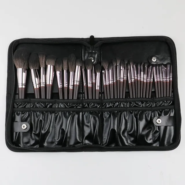 High end Animal Hair Loose Powder Eyeshadow And Concealer Makeup Brush Set 33 Black Zippered Bags - Shop at LoveMi