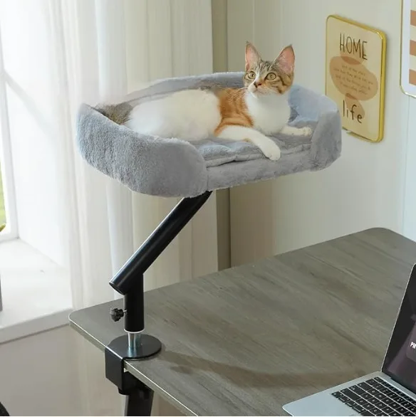 Desktop Cat Bed with Rotating and Adjustable-height Pet Cat