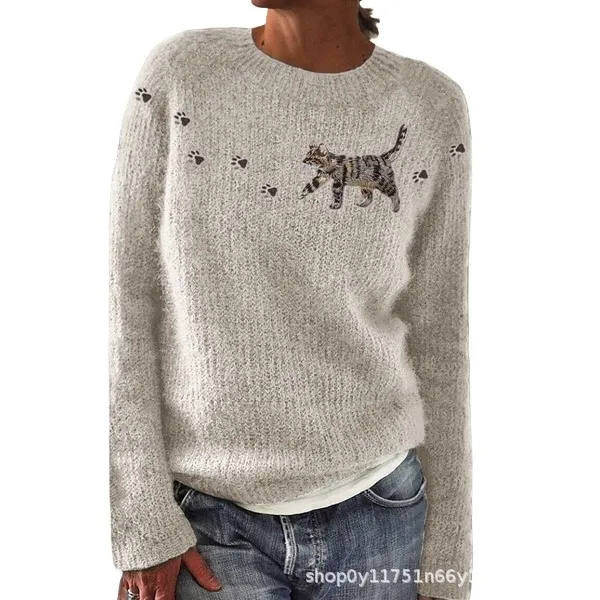 Sweet And Casual Women's Crew-neck Sweatshirt With Print - Style 4