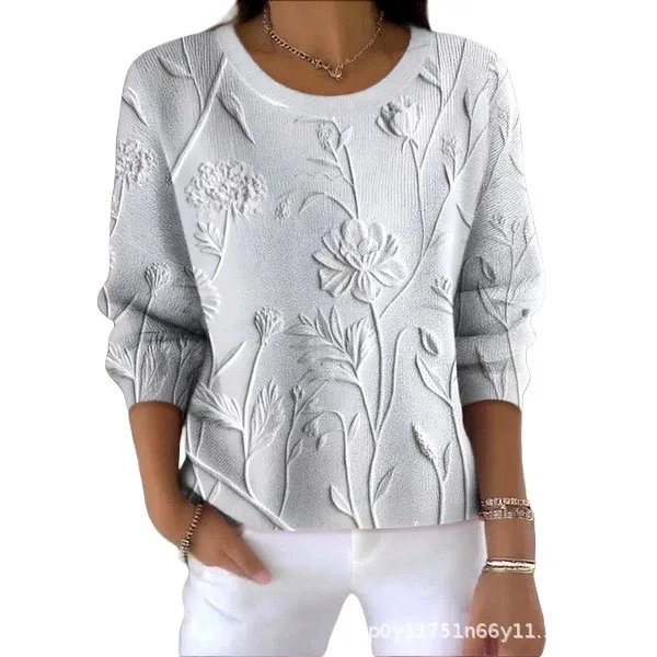 Sweet And Casual Women's Crew-neck Sweatshirt With Print - Style 7