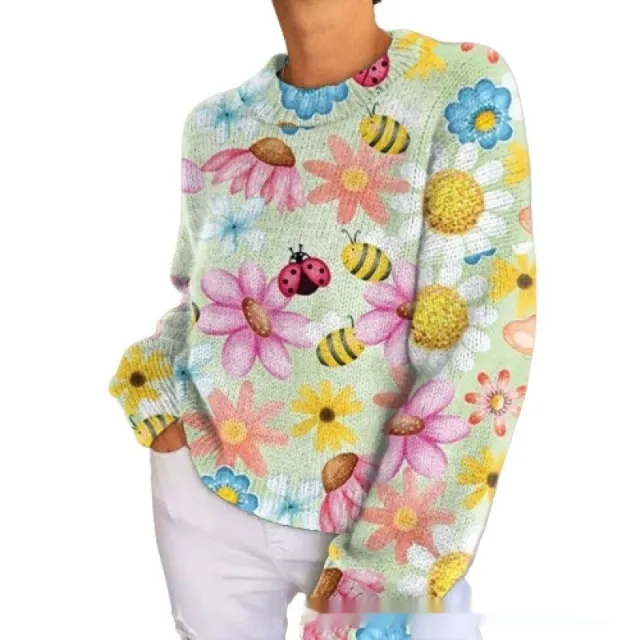 Women's Round Neck Casual Commuter Sweater Dynwy91 12 - Shop at LoveMi