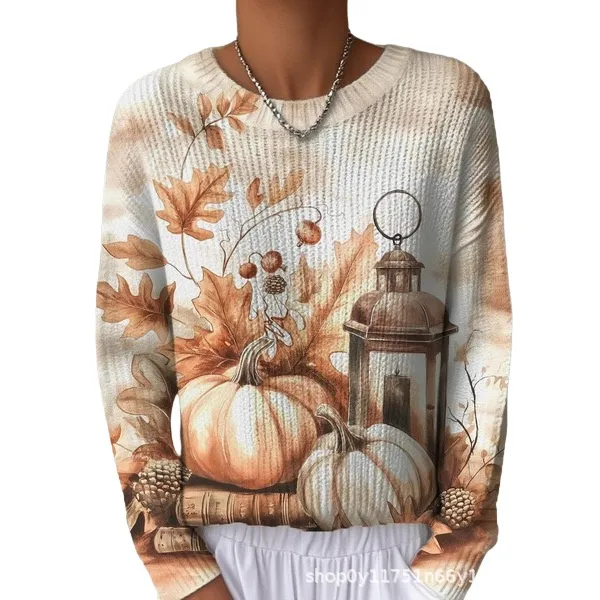 Sweet And Casual Women's Crew-neck Sweatshirt With Print - Style 1-4Xl