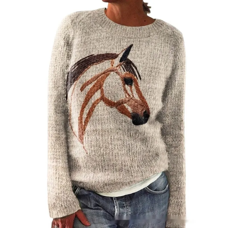 Women's Round-Neck Casual Commuter Sweater - Dynwy91 03
