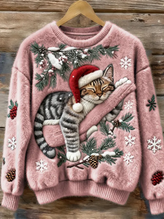 Women's 3D Digitally Printed Christmas Hoodie Pink - Shop at LoveMi