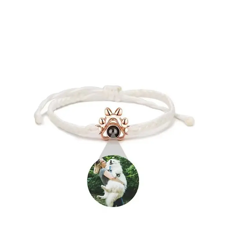 Dog Paw Projection Bracelet For Men And Women Customizable Family Portrait In 100 Languages Custom Color Photos