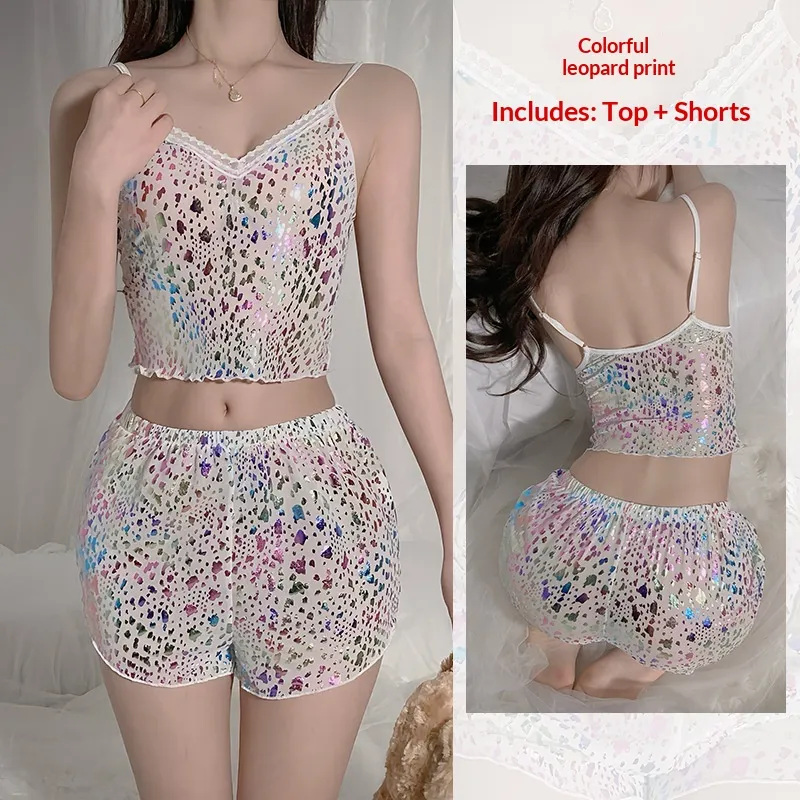 Leopard-print Pajama Set For Women Camisole And Shorts - Color Leopard Print