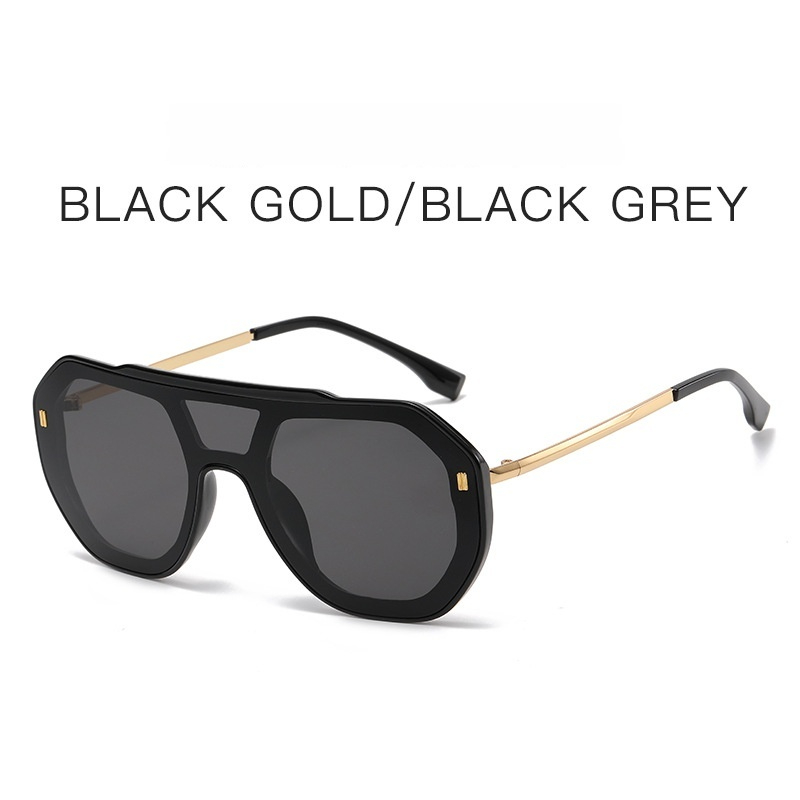 Large-frame Personalized Semi-metal One-piece Sunglasses For Men