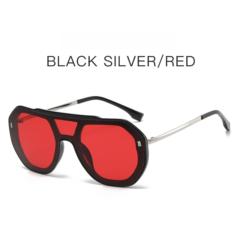 Large-frame Personalized Semi-metal One-piece Sunglasses For Men