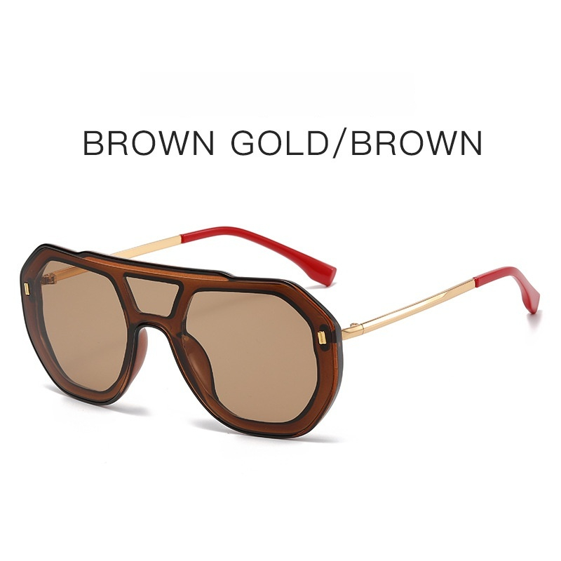 Large-frame Personalized Semi-metal One-piece Sunglasses For Men