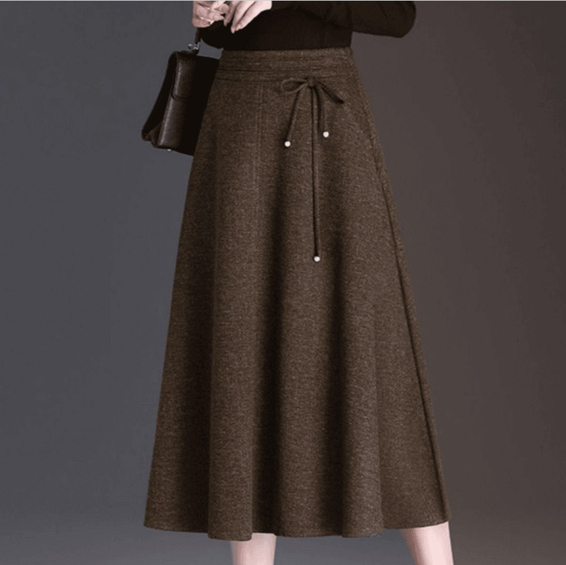 Women's New Autumnwinter High-waisted Casual Skirt Below The Knee