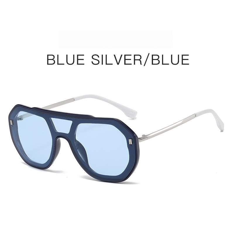 Large-frame Personalized Semi-metal One-piece Sunglasses For Men