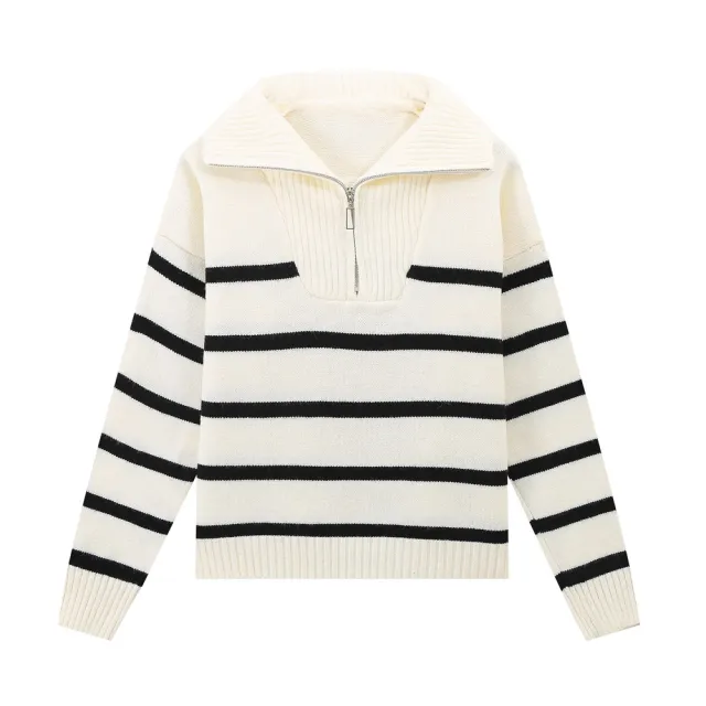 Women's French style Fashionable And Versatile Casual Sweater Cream - Shop at LoveMi