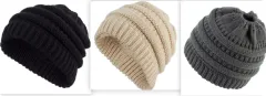 Women's ponytail knit wool cap - Set1 - View 1