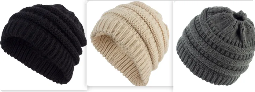 Women's ponytail knit wool cap - Set1