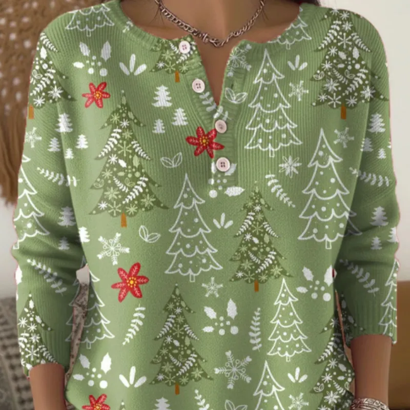 Women's Fashionable Casual Christmas Top With Print - Xl1677-2Xl