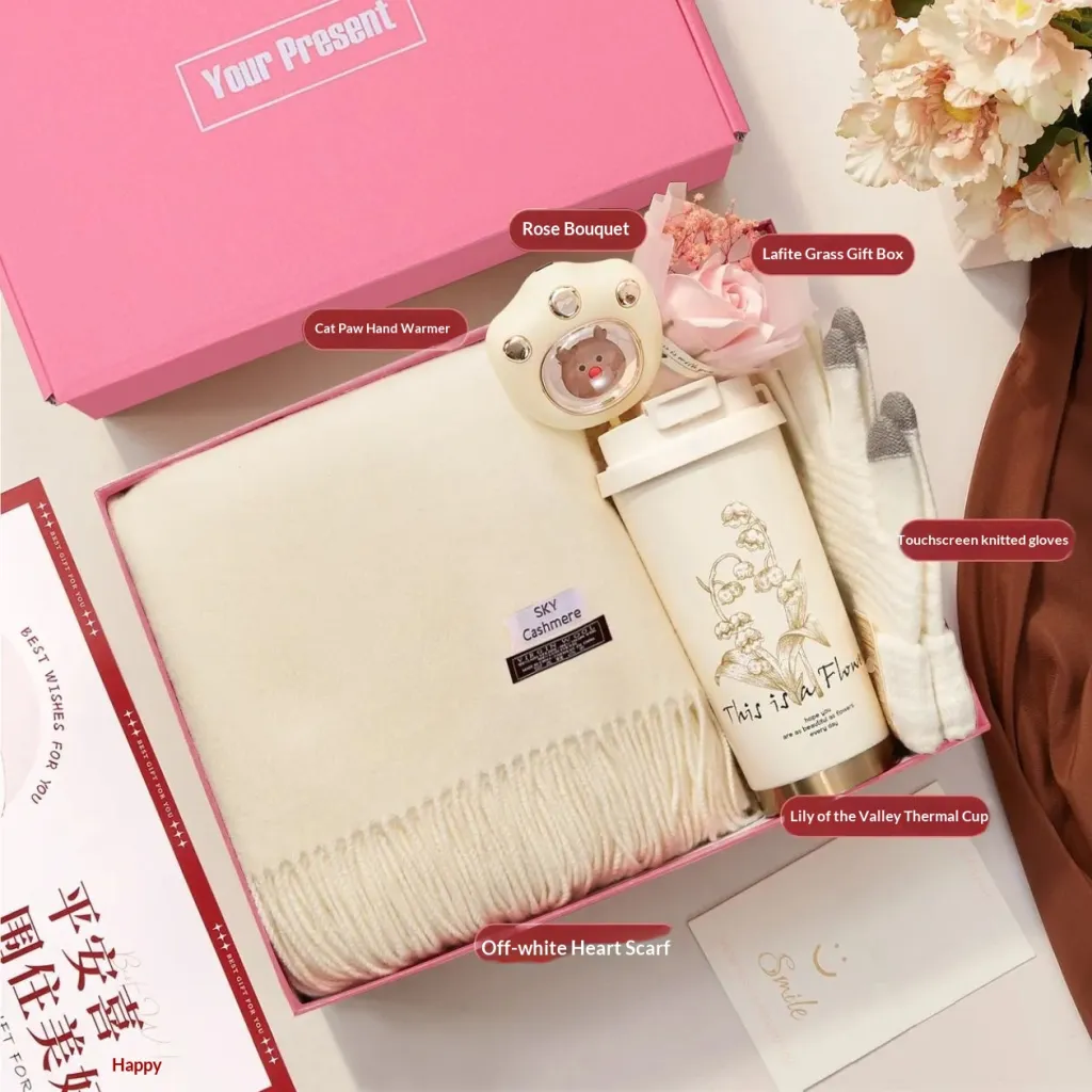 Scarf Thermos Hand Warmer And Glove Set Gift Box - Set5