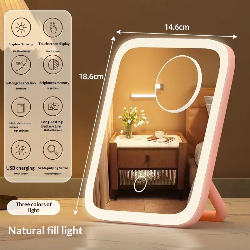Student Dormitory Fill-light Desktop Vanity Mirror With Charging Function 6