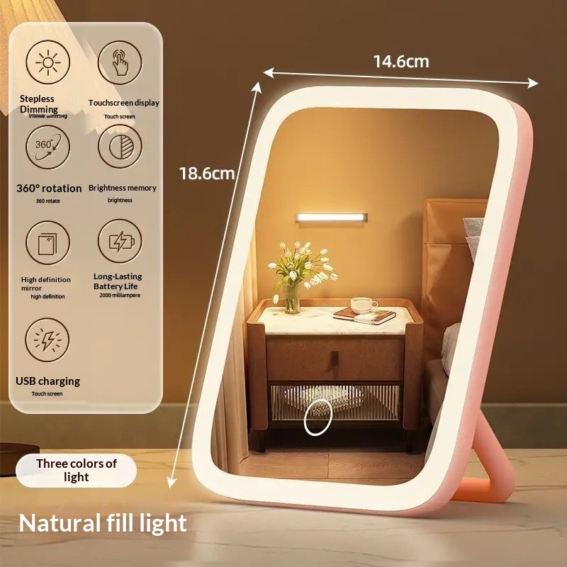 Student Dormitory Fill-light Desktop Vanity Mirror With Charging Function 5