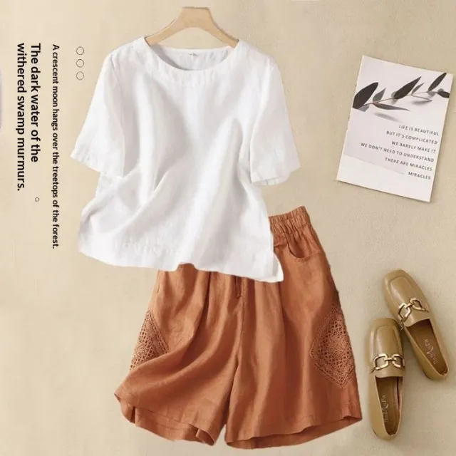 Loose Casual Elastic waist Shorts Fashion Set Orange - Shop at LoveMi
