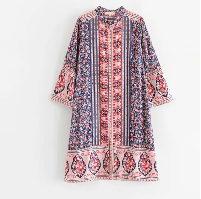 Women's Bohemian Printed Beach Casual Dress Black - Shop at LoveMi