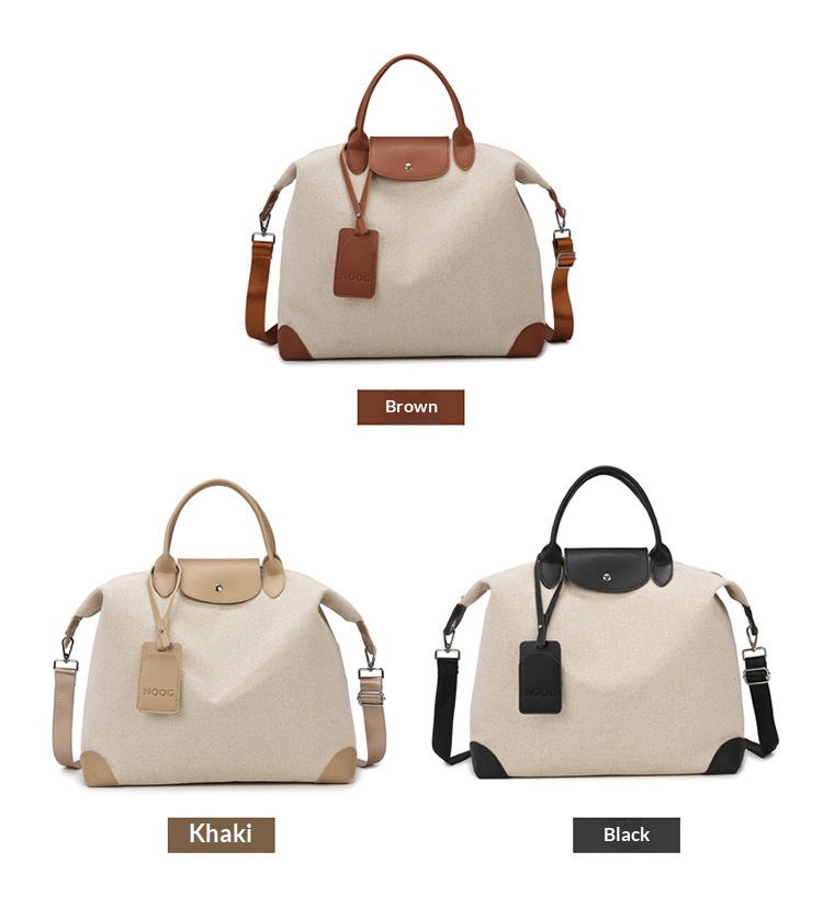 Cream Leather Trim Travel Bag