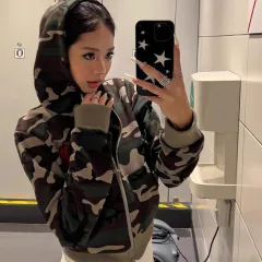 Women's Camouflage Hoodie Short SpringAutumn Coat - Camouflage Colour Thin - View 1
