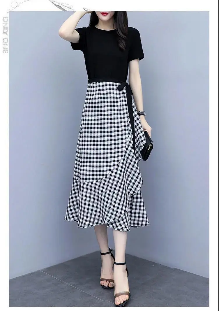Women's Two-piece Waist-cinching Slimming Skirt Set - Black