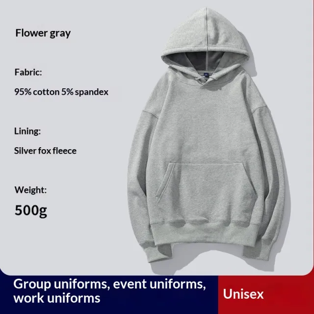 Hooded Hoodie Custom PrintedFor Women With Thickened Velvet Flower Gray - Shop at LoveMi