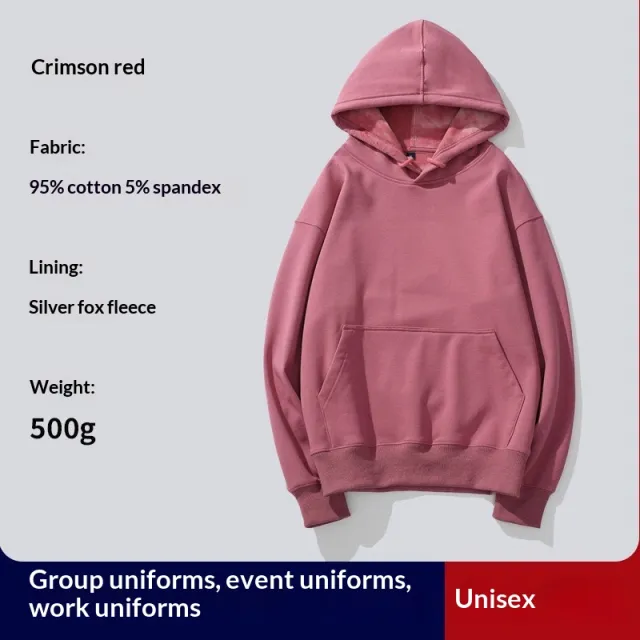 Hooded Hoodie Custom PrintedFor Women With Thickened Velvet Crimson Red - Shop at LoveMi