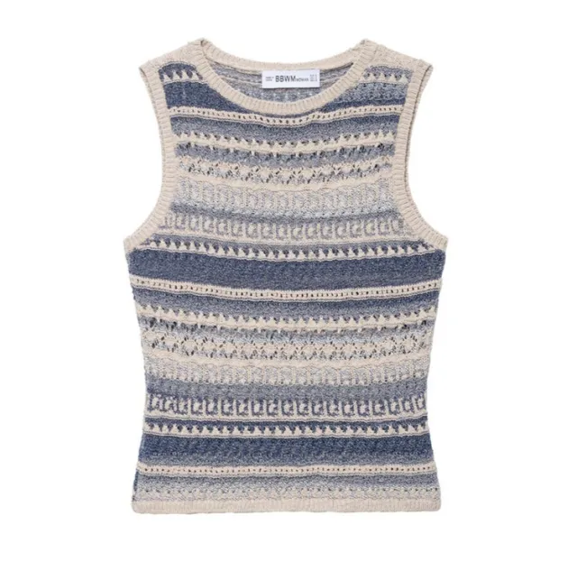 Women's Casual Striped Knitted Sleeveless Top Picture Color M - Shop at LoveMi
