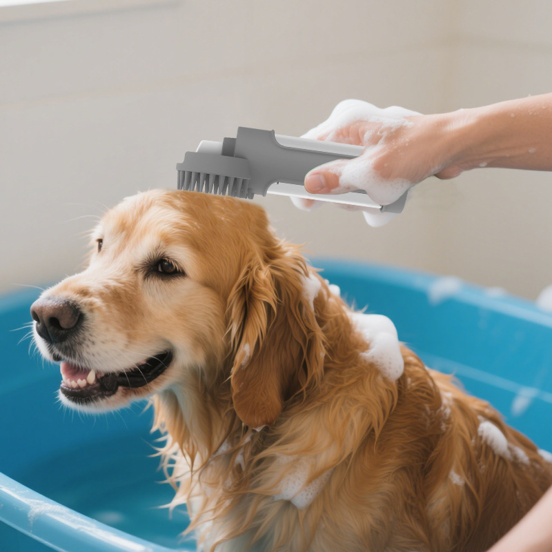 Silicone 2-in-1 Multi-Functional Pet Bath Brush - Image 1