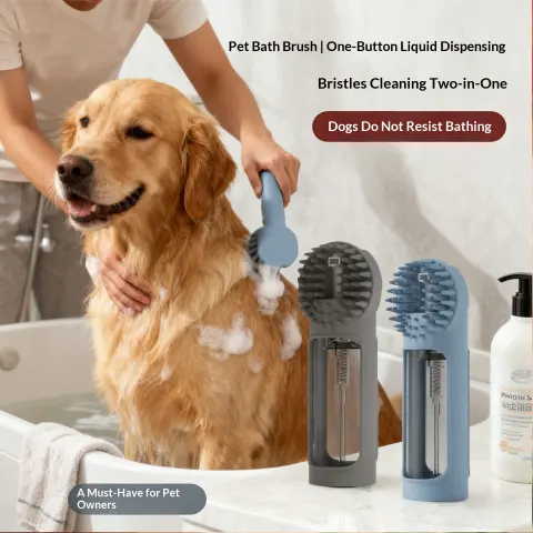 Pet Bath Brush Multifunctional Foam Integrated Silicone Rubbing Cat