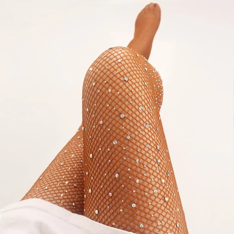 Women's Fishnet Tights With Hot-fixed Rhinestones