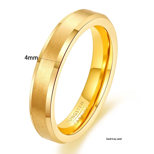 4mm Double beveled Fashionable Matte Tungsten Steel Stainless Steel Tungsten Steel Gold - Shop at LoveMi