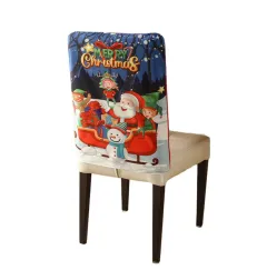 Milk Silk Christmas Cartoon Printed Chair Cover - Style 2 - View 1