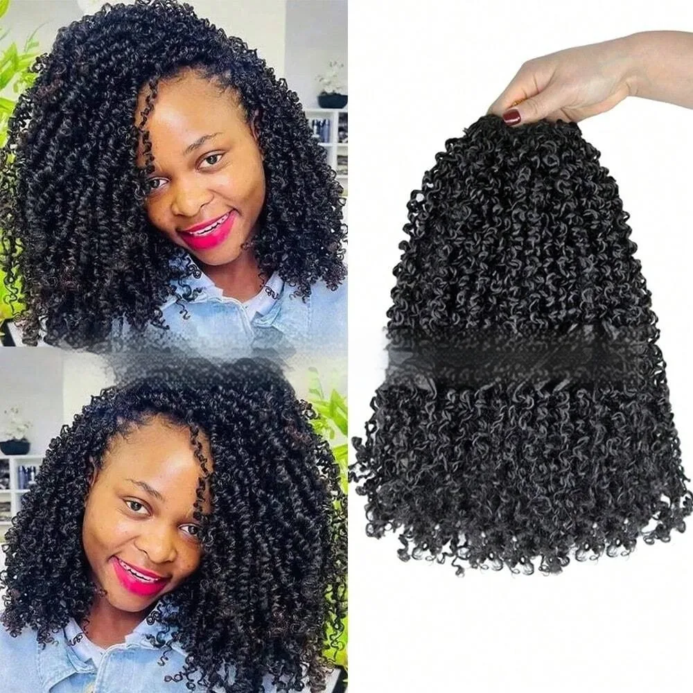 Synthetic Fiber Wig8 Inches24 StrandsCrocheted Small CurlsIrregular Style